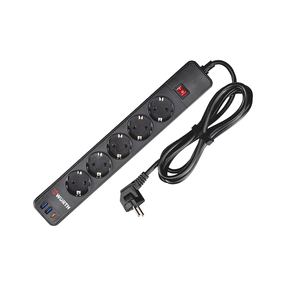 Multiple socket outlet 5-way with USB A and C - MULTISKTOUTL-5WAY-SWITCH-TYP/A-TYP/C
