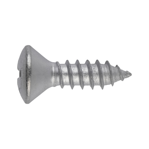 Tapping screw, raised countersunk head ISO 7051 shape C, steel, zinc-nickel plated (ZNSHL) - 1