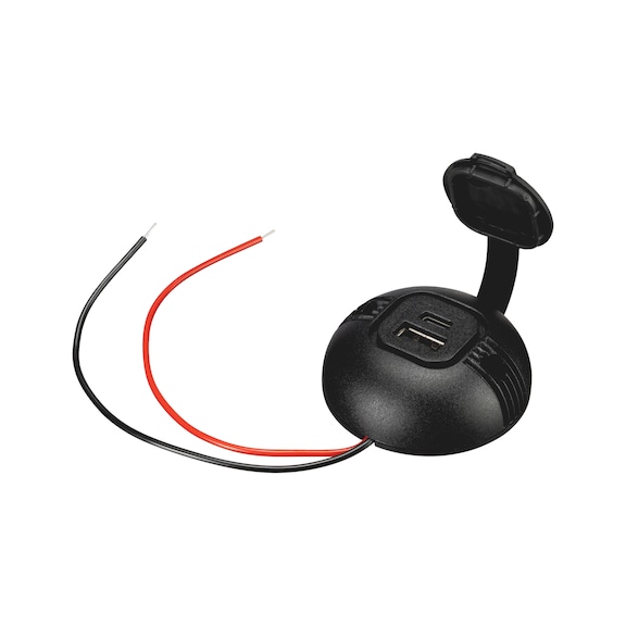 Runde Aufbau-Power USB-C/A Doppelsteckdose mit Deckel - 1