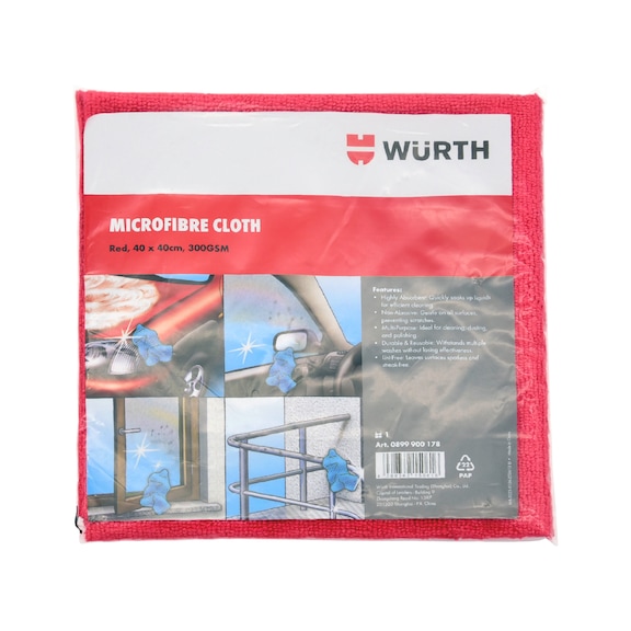 Micro-fibre cloth Universal - MICROCLTH-RED-W.LOGO-40X40CM-1PCE