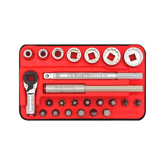 1/4" universaltopn&oslash;gle, sortiment, mini sortiment med 24 dele