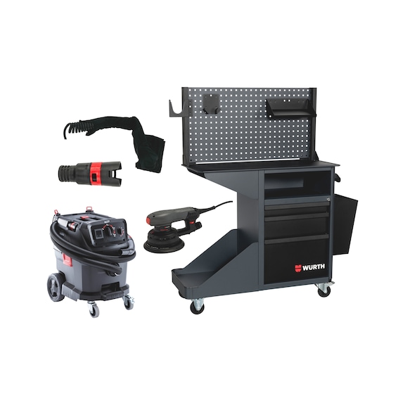 Servante de carrossier Basic 8.4 équipée avec aspirateur + ponceuse