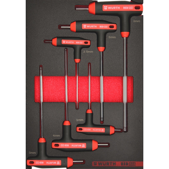 Surt. llaves hex. mango T 4.4.1, 6 pzs. REDSTRIPE - SCRDRIV-HNDL-T-HEXSKT-SORT-4.4.1-6PCS