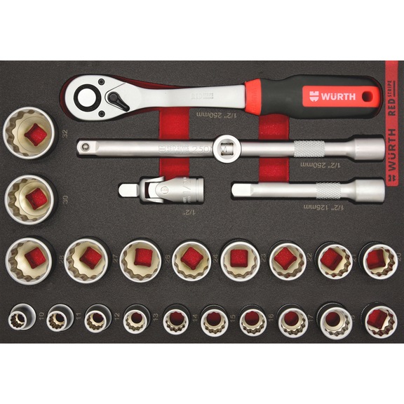 Socket wrench 1/2 inch set 4.4.1 25pcs REDSTRIPE - SKTWRNCH-SET-1/2IN-4.4.1-25PCS