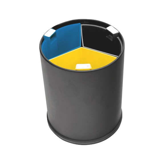 Corbeille de tri noire 13L avec 3 bacs