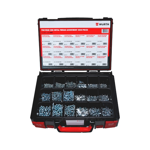Pan head metal thread, washer and nut assortment 2050 pcs