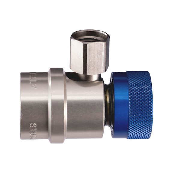 Quick-release service coupling with M14x1.5 hexagon female thread