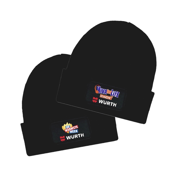 Gebreide muts met label