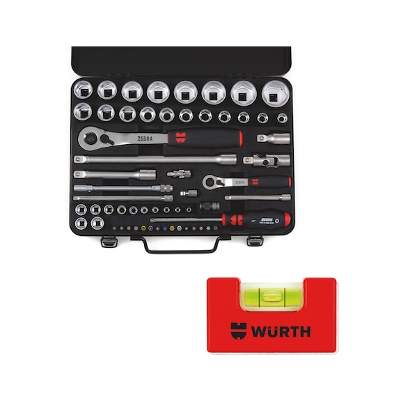 1/4+1/2 sock.wrench ass.small spirit level 60 pcs - SKTWRNCH SORT 1/4+1/2 59PCS+MINI LEVL