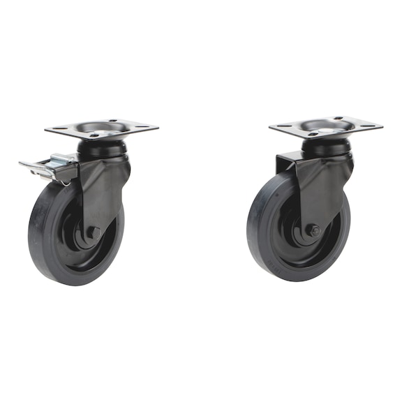 Lenkrollenpaar mit Bremse f&uuml;r Werkstattwagen SUPERIOR 8.8 und 8.8/12.8