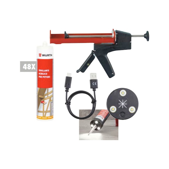 Kit sigillante acrilico per pittori con pistola e lampada 