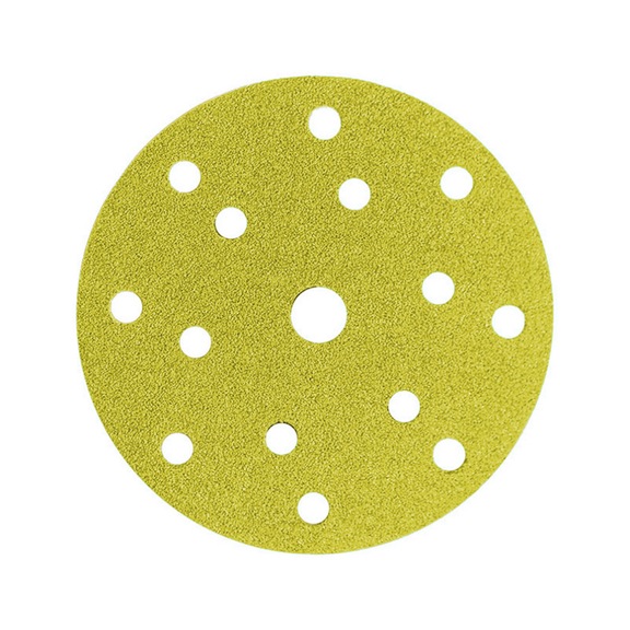Disco de lija 150 mm GOLD Discos de lija con velcro altamente flexibles con soporte de papel y l&aacute;tex, para desbaste, preparaci&oacute;n y pulimento. - DISCO LIJA GOLD 150MM 15 ORIF. G220