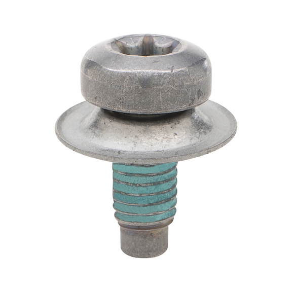 Combination screw M8x20 with loss-proof curved spring washer for underride guard - SCR-PANHD-8.8-TX45-M8X20-W.WASHER