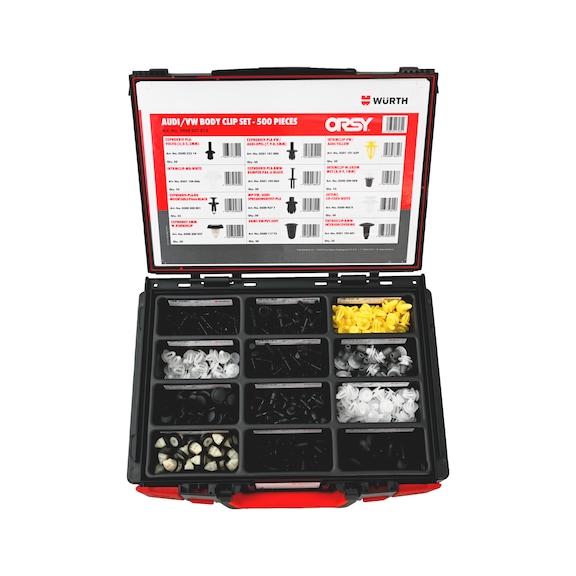 Mounting parts set w. case Audi/VW 500 pcs