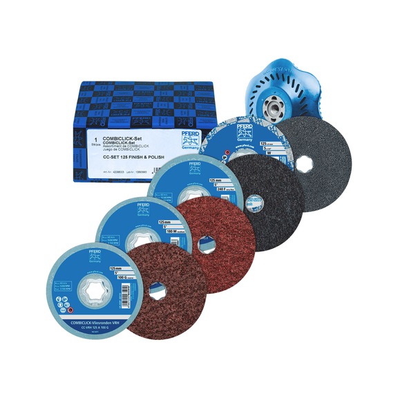 Non-woven sanding disc assortment/set PFERD CC 125 Finish & Polish - SNDDISC-FLC-PFERD-42098003-D125MM