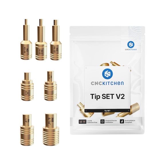 Einschmelzhilfe Aufschraubspitzen Set Original CNC Kitchen - EINSCHMELZHILFEN AUFSCHRAUBSPITZ. M2-M8
