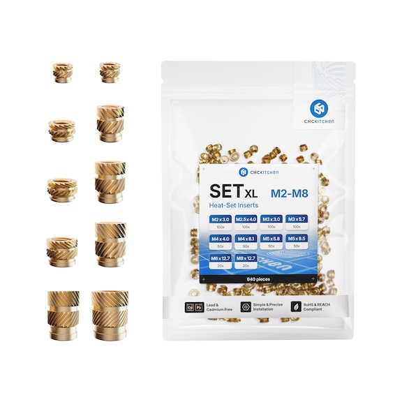Gewindeeinsatz-Set Original CNC Kitchen XL 640-tlg. - GWDEINSA-SET-XL-M2-M8 (640 ST)