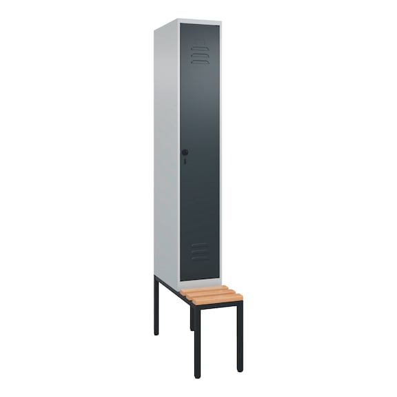Garderobenspind mit Sitzbank 1 Abteil - SPND-STZBNK-300MM-1ABTEIL-RAL7016