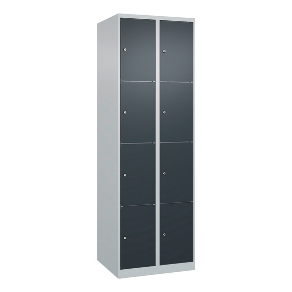 Locker box cabinet, 2 compartments with 8 cases - LCKR-CBNT-600MM-2X4-RAL7016