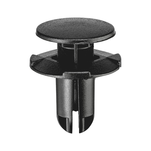 Plastic expanding rivet with cap, with multiple slits - EXPNDRRIV-PLA-POM-BLACK-DM-18MM
