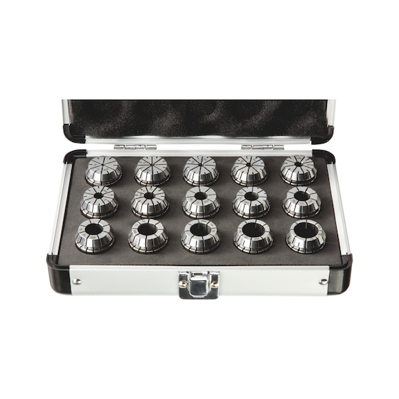 Precision collet set in aluminium case ER25 5 &micro;m, ISO 15488, DIN 6499 - PRECCOLLET-SET-ER25