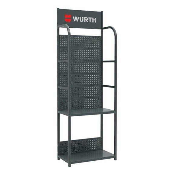 Storage shelf metalic with slotted panel - POSDSPLY-2SHLF-10HOK-GREY-54X30X180CM