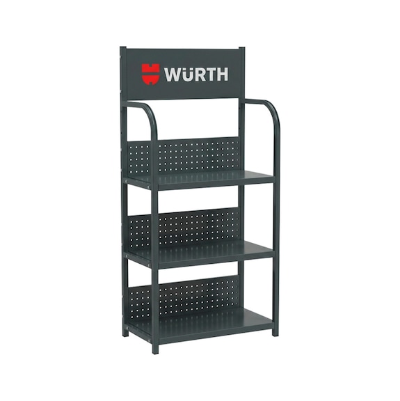 Storage shelf metalic with slotted panel - POSDSPLY-3SHLF-10HOK-GREY-54X30X120CM