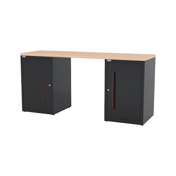 Werkbank CRAFT mit 2 Fl&uuml;gelt&uuml;renschr&auml;nke - WRKBANK-2FLGTRSHRNK-2000-H953-BCH