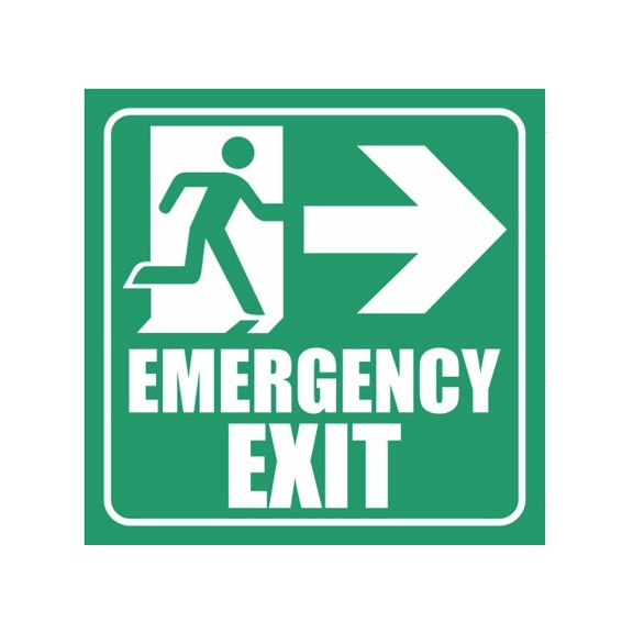 Emergency directions sign  - RESCSIGN-EMERGENCY-EXIT-190X190MM