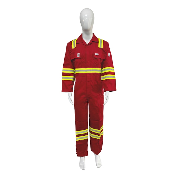 Flame Retardant 260GSM Cotton Coverall - WRKOVERAL-FLAMRETRD-260GSM-RED-S