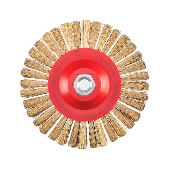 Wheel brush for wood crimped, with M14 connecting thread - RDBRSH-AG-(BRS)-D140MMXM14