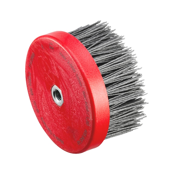 Disc brush Crimped, with nylon sanding bristles and M14 connecting thread - DISCBRSH-AG-SIC-D130MMXM14