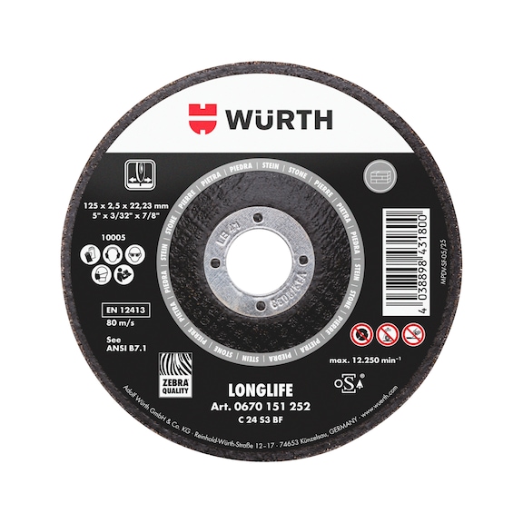 LONGLIFE cutting disc For stone - CDISC-LL-GREY-STN-SR-TH3,0-BR22,2-D230MM