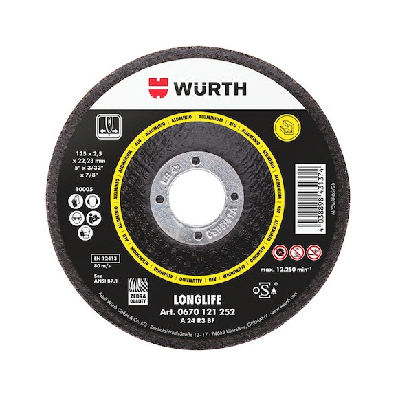 LONGLIFE cutting disc for aluminium and non-ferrous metals - CUTDISC-LL-YELL-ALU-SR-TH2,5-BR22,2-D230