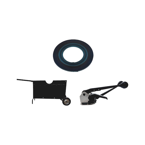 Umreifungsger&auml;t und Verpackungsstahlband-Set 3-teilig - VERPACKUNGSSTAHLBAND-SET