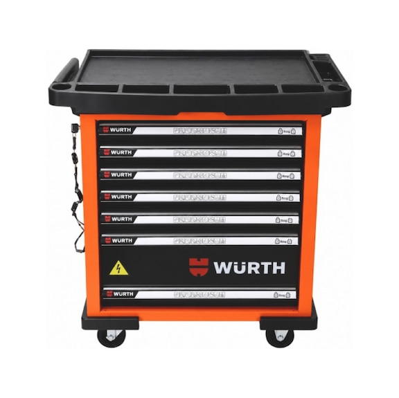 VDE Tool Trolley Professional VDE Workshop Trolley, 1000V Insulated, 118-Piece Tool Set - WRKSHPTRLY-7DRW-ORANGE-VDE-118PC