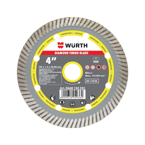 Diamond blade Construction, Turbo High Performance - CUTDISC-DIA-TURBO-CON-BR20-D105MM