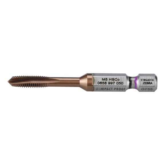 Gewindebohrer HSCo nanoProtect Sechskant f&uuml;r Bohr- und Tangentialschlagschrauber - MGBO-DULO-HSCO-NANOPROTECT-6KT-M5
