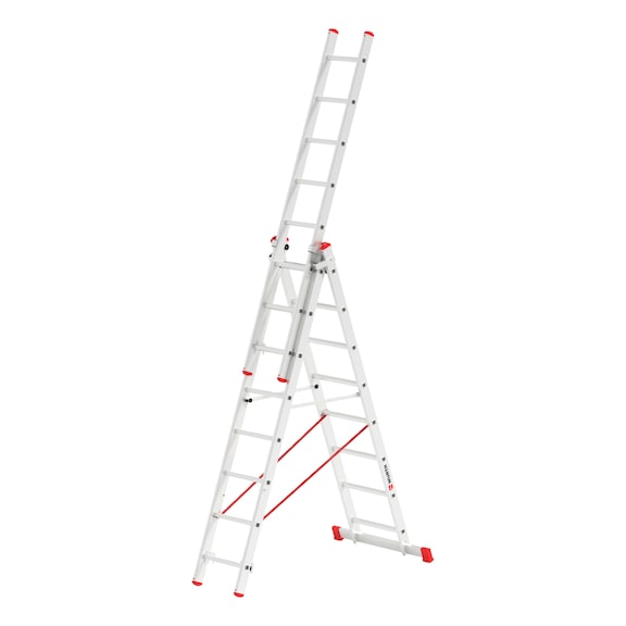 Aluminium combination ladder with rungs