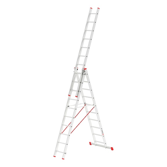 Aluminium combination ladder with rungs - MULTIPURPLDR-3PCS-ALU-3X10RUNGS