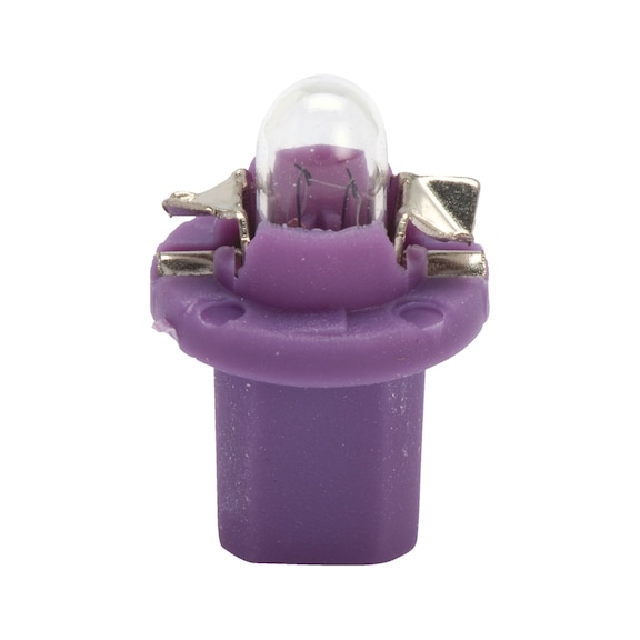 Plastic socket bulb for instrument lighting with fitting, for use in PCBs - BULB-BLUELILAC-BX8,5D-12V-0,4W