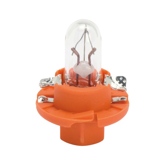 Plastic socket bulb for instrument lighting with fitting, for use in PCBs - BULB-PASTELORANGE-BX8,4D-12V-1,12W