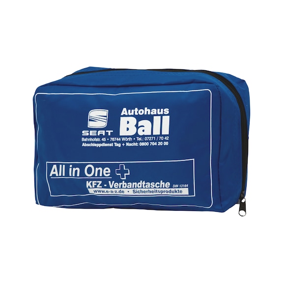 Printed car first aid bag, one piece - 1STAIDBG-BLUE-1PCS-INDIVIDUALIZED