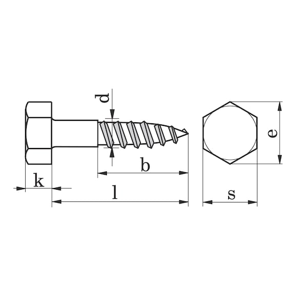 Holzschraube Sechskantkopf DIN 571, Edelstahl A2 - SHR-6KT-DIN571-HO-A2-SW10-6X30