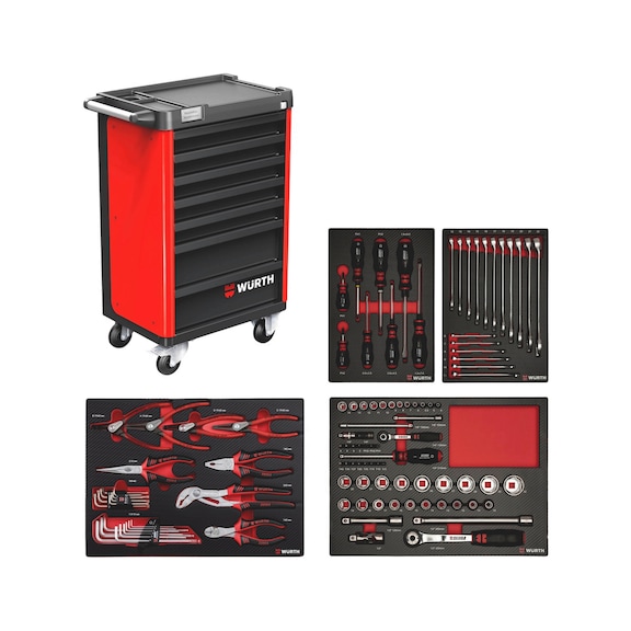 Chariot à outils Basic 8.4 rempli 107 pièces - SERVANT D'ATLR 8.4 BASIC 3TIROIRS REMPLI