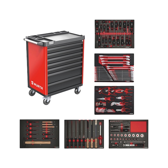 Chariot à outils Basic 8.8 rempli 152 pièces - SERVANT D'ATLR 8.8 BASIC 3TIROIRS REMPLI