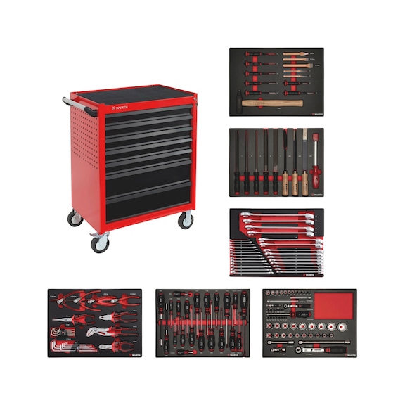 Gereedschapswagen WE gevuld 152-delig - GEREEDSCHAPSWGN WE-SERIE 3 LADES GEVULD