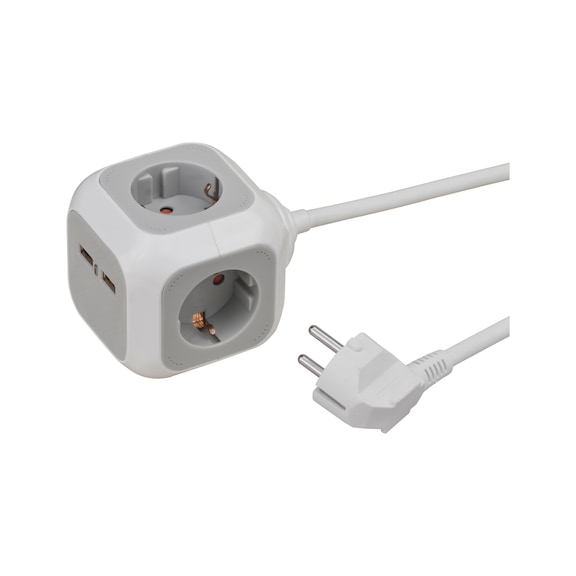 Socket cube with USB socket - MULTISKTOUTL-USB-(H05VV-F3G1,5)-CBLL1,4M