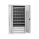 Wing door cabinet, depth 500&nbsp;mm With doors with viewing window and W-SLB system storage boxes size 3 and 4 - WNGDRCAB-WNDW-SLB-FB520S-BOX-RAL7035 - 1