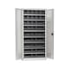 Wing door cabinet, depth 500&nbsp;mm With doors with viewing window and W-SLB system storage boxes size 3 and 4 - WNGDRCAB-WNDW-SLB-FB520-BOX-RAL7035 - 1